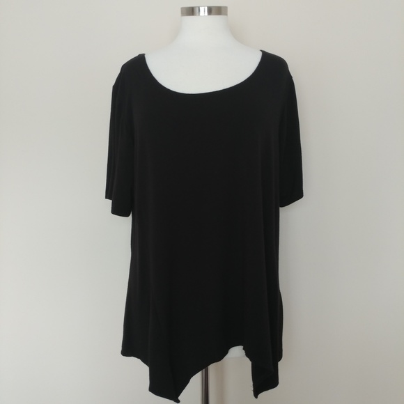 Ashley Stewart Tops - Ashley Stewart Plus 22 24 Black Top Asymmetric Hem